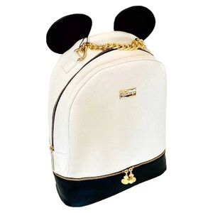 Disney Primark Mickey Mouse Face Pattern Backpack - White, Black, and Gold